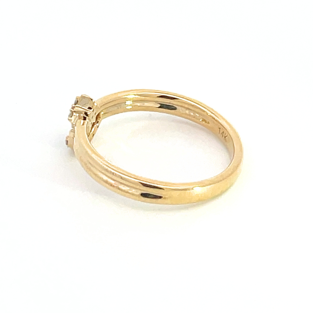 14k Solid Yellow Gold Diamond Moon and Star Ring.