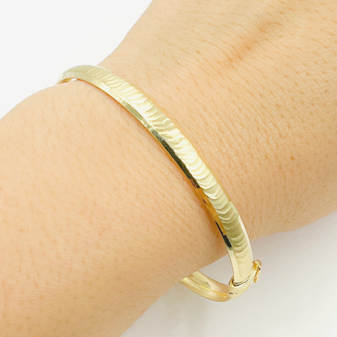 14K Solid Gold Matte Textured Bangle. Bangle12