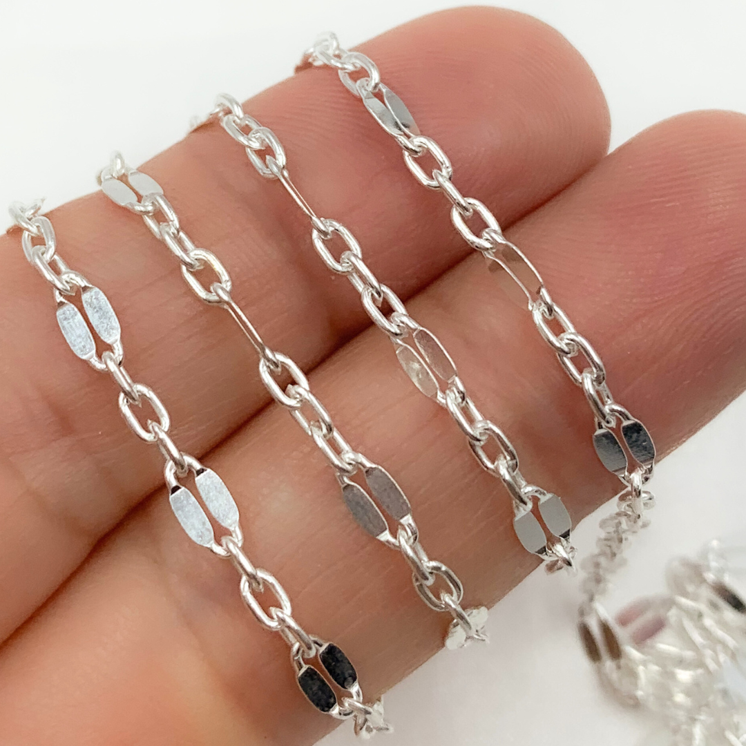 925 Sterling Silver Flat Marina Link Chain. Z105SS