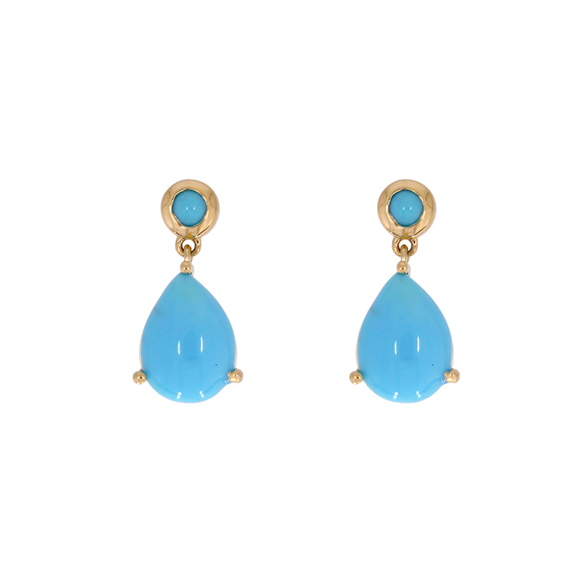 CE96805TQ8X6. 14K Solid Gold Turquoise Drop Dangle Earrings