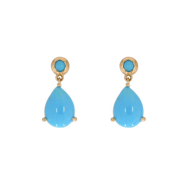CE96805TQ8X6. 14K Solid Gold Turquoise Drop Dangle Earrings