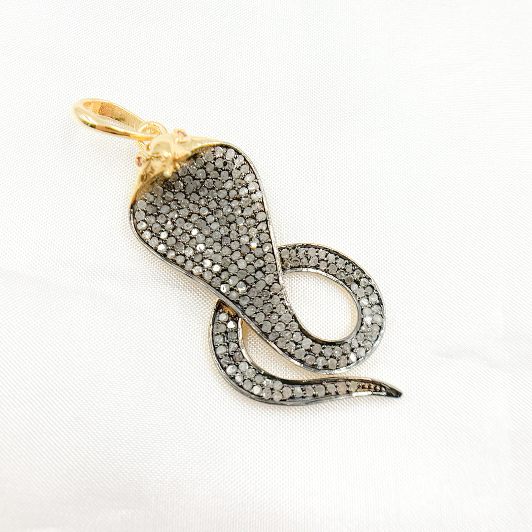 DP071. Diamond Sterling Silver Snake Pendant with Gemstone