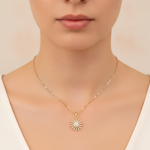 Load image into Gallery viewer, PFE33151. 14K Solid Gold Diamond Sun Necklace