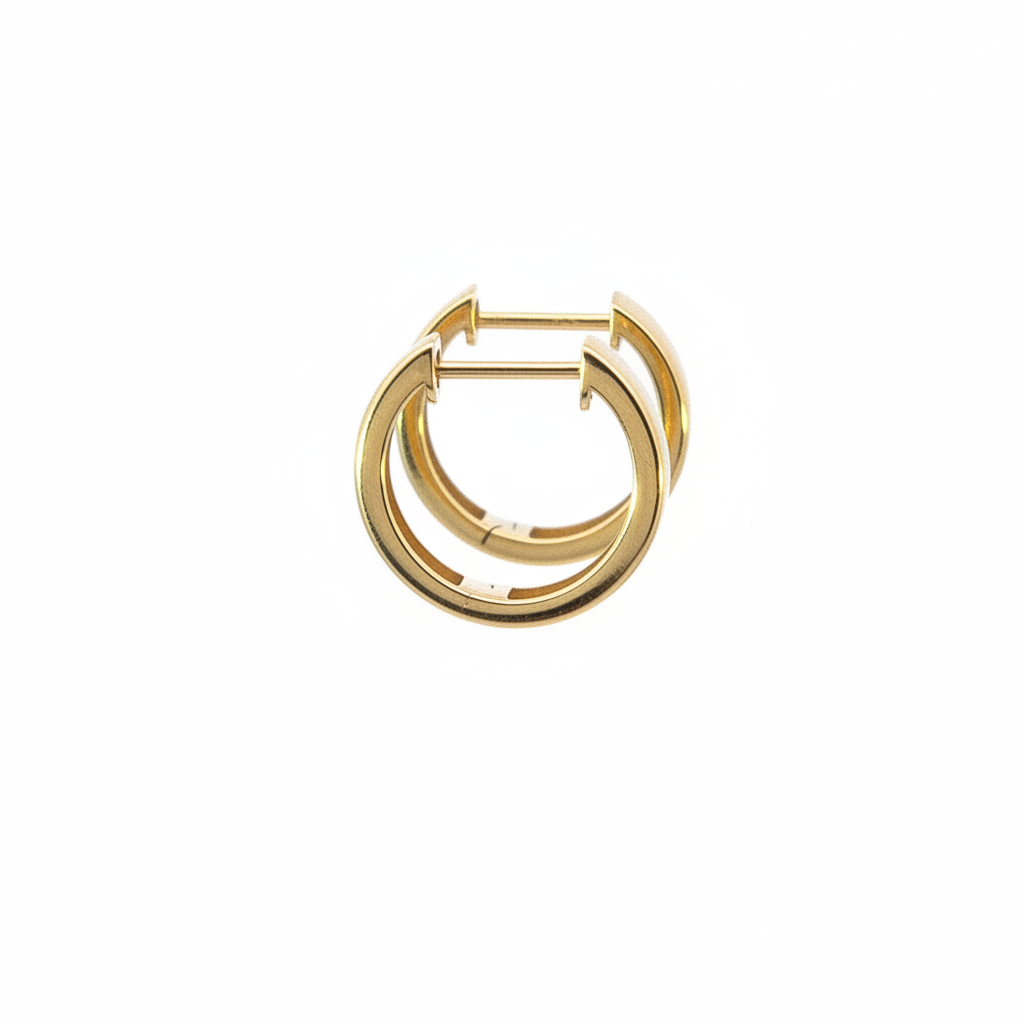 EHF57592. 14K Solid Yellow Matte Gold Diamond Hoop Earring