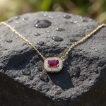Load image into Gallery viewer, NT405922. 14K Solid Gold Octagon Gemstone Fancy Tiny Necklace