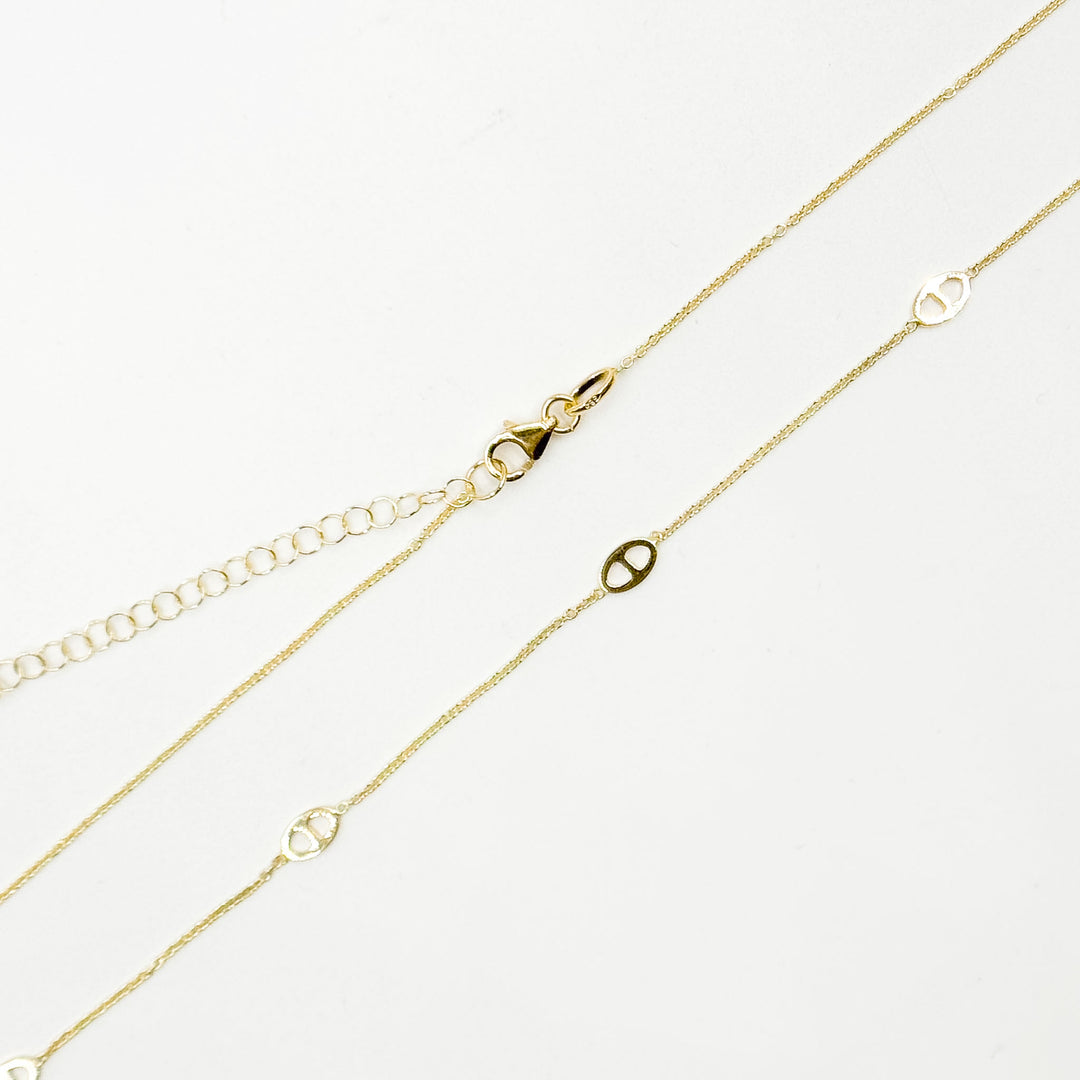 NKSET778. 14k Solid Yellow Gold Marina Link Necklace