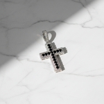 Load image into Gallery viewer, PFC44469BS. 14K Solid Gold Cross Diamond and Blue Sapphire Charm