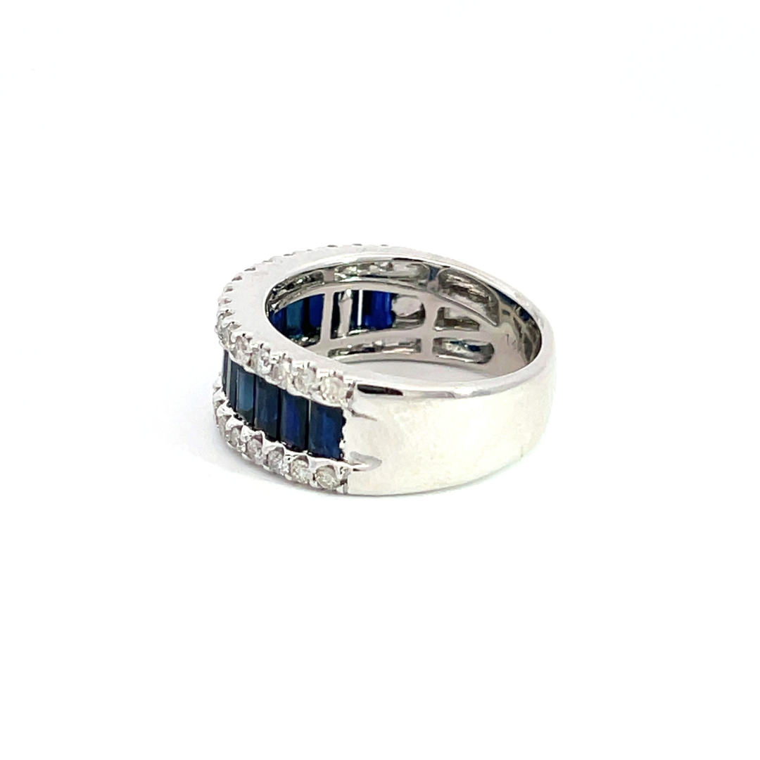 14k Solid Gold Blue Sapphire and Diamond Eternity Band Ring. RFO17259BS