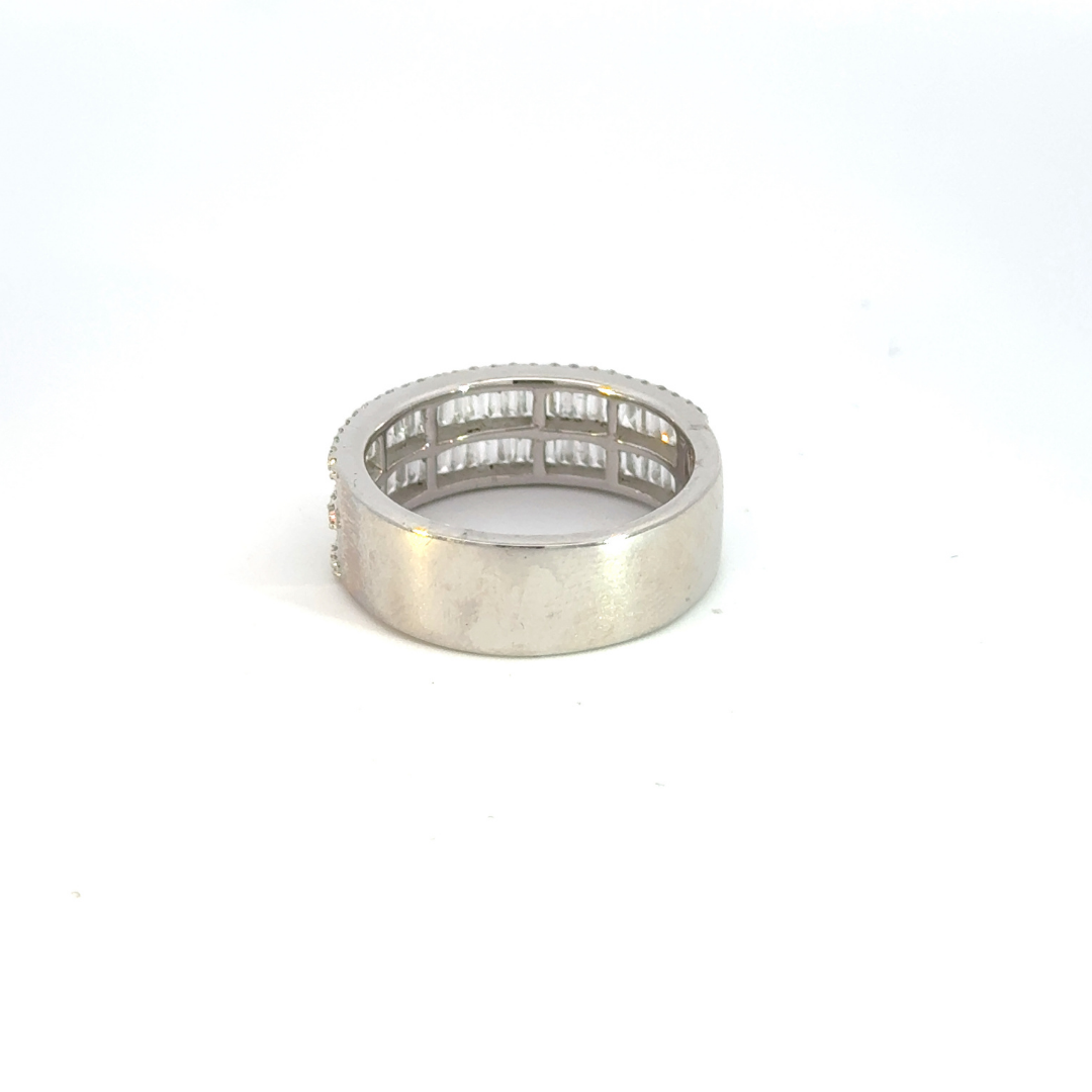 14k Solid Gold Half Band Baguette Diamond Ring.