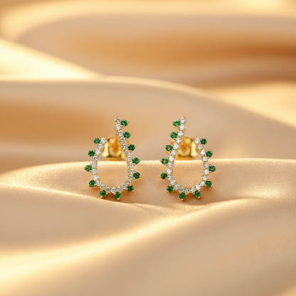 ER417883. 14k Solid Gold Diamond and Gemstone Fancy Earrings