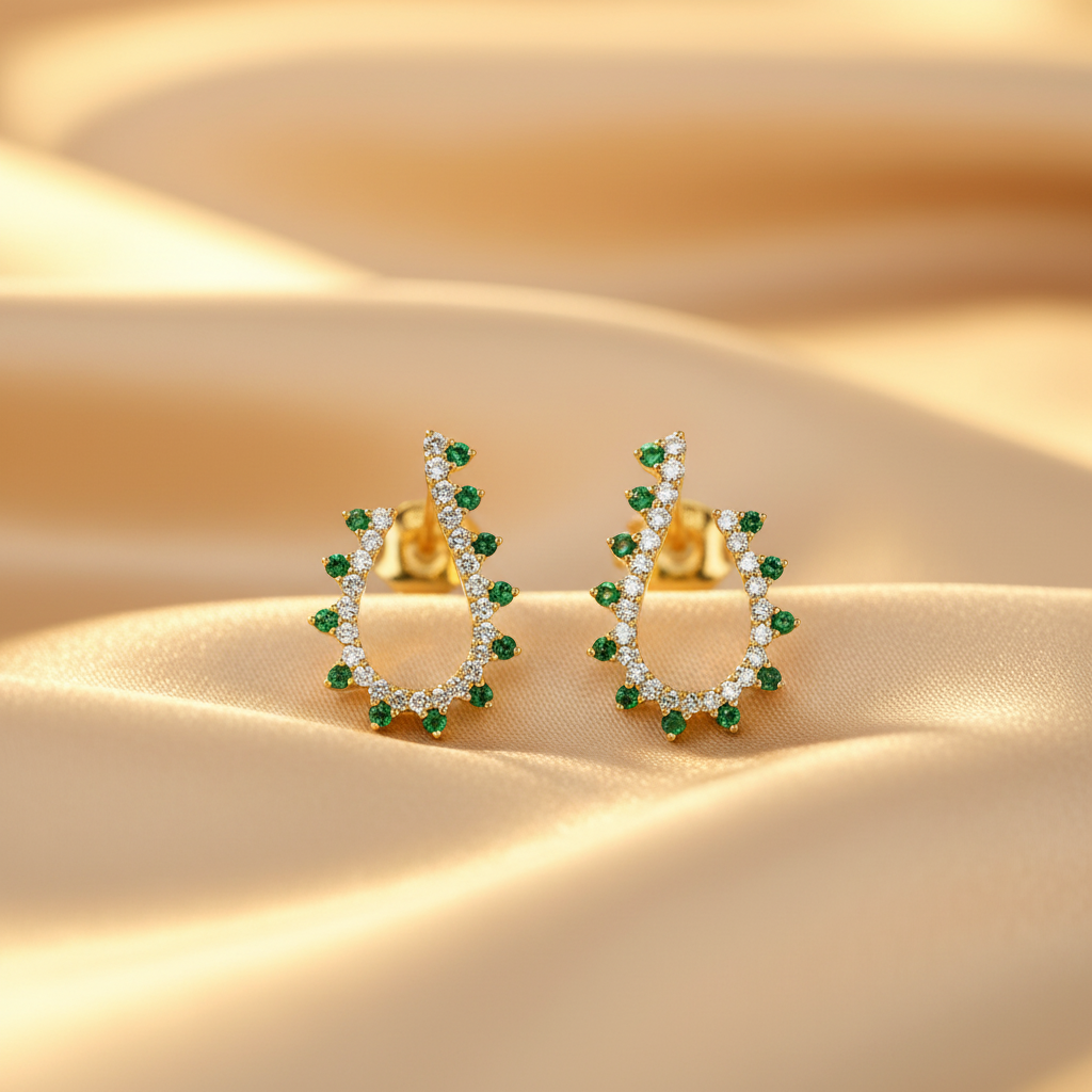 ER417883. 14k Solid Gold Diamond and Gemstone Fancy Earrings