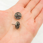 Load image into Gallery viewer, DE047. Diamond Black Rhodium Sterling Silver Round Studs
