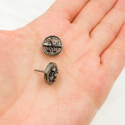 Diamond Black Rhodium Sterling Silver Round Studs