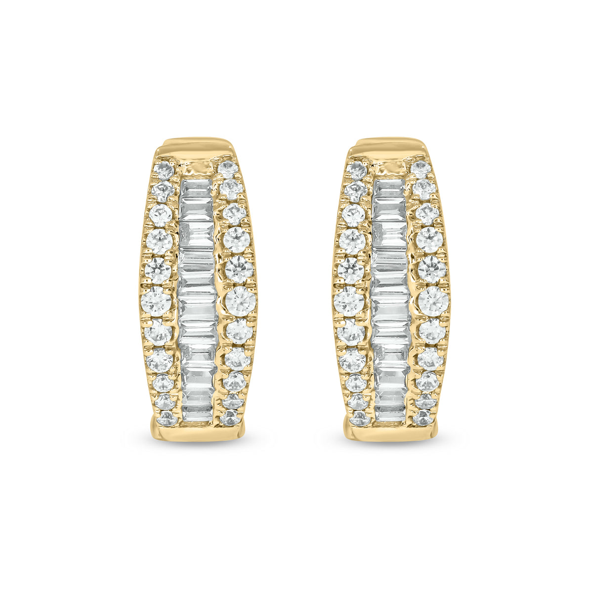 EHH57029. 14K Solid Gold Baguette Diamond Oval Hoop
