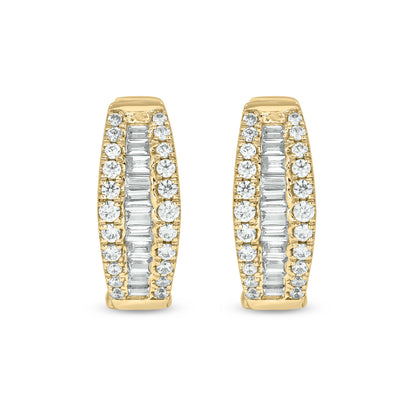 EHH57029. 14K Solid Gold Baguette Diamond Oval Hoop