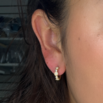 Load image into Gallery viewer, HP402138. 14K Solid Gold Diamond Circles and Pentagon Shapes Small Hoop