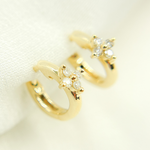 Load image into Gallery viewer, EHB56865. 14k Solid Yellow Gold Diamond Huggie Hoop Earrings