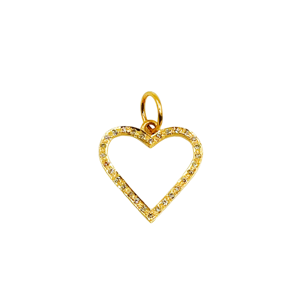 14K Solid Gold Diamond Heart Shape Charm. GDP87