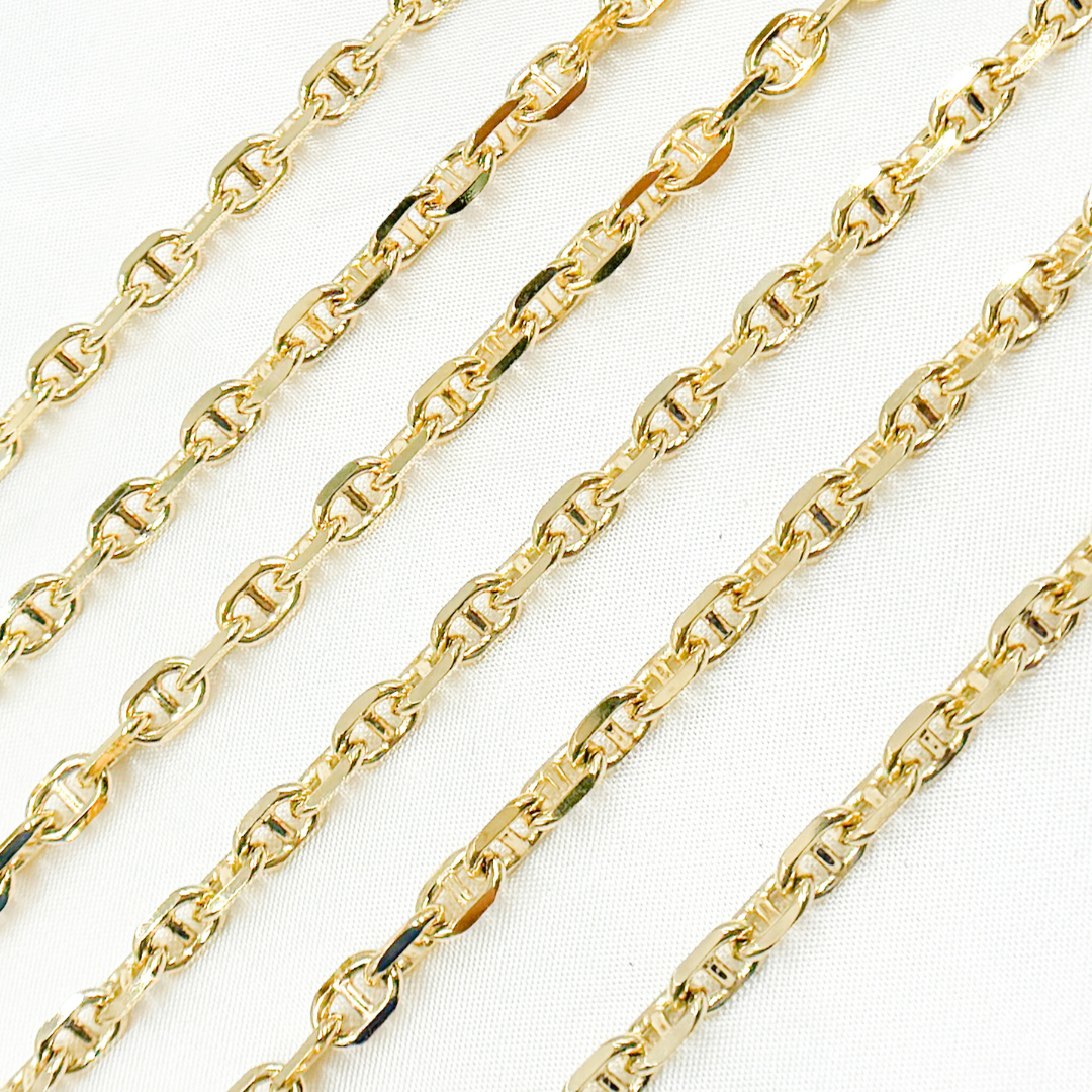 Gold Plated 925 Sterling Silver Diamond Cut Marina Chain. Y10GP