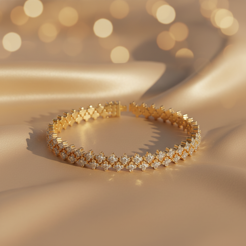 BFS61286. 14K Solid Yellow Gold Diamond Fancy Bracelet