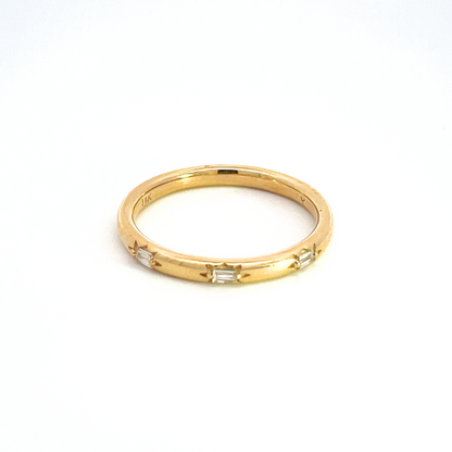14K Solid Gold Diamond Baguette Ring.