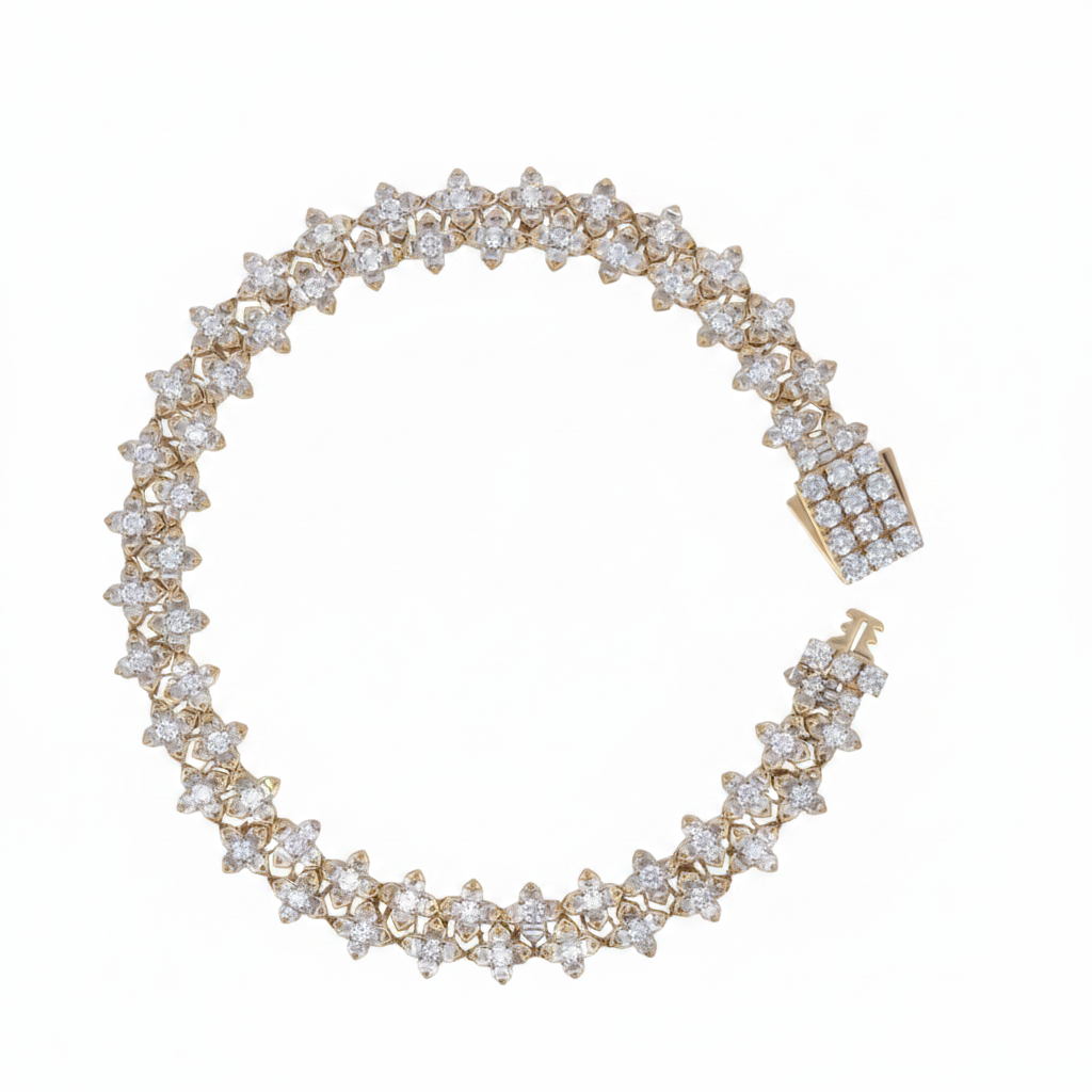 BFS61286. 14K Solid Yellow Gold Diamond Fancy Bracelet