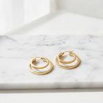 Load image into Gallery viewer, 15850003992. 14K Solid Gold Fancy Hollow Double Hoop Earrings