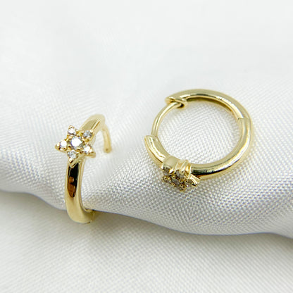 HP400722. 14k Solid Gold Diamond Star Stud Earrings