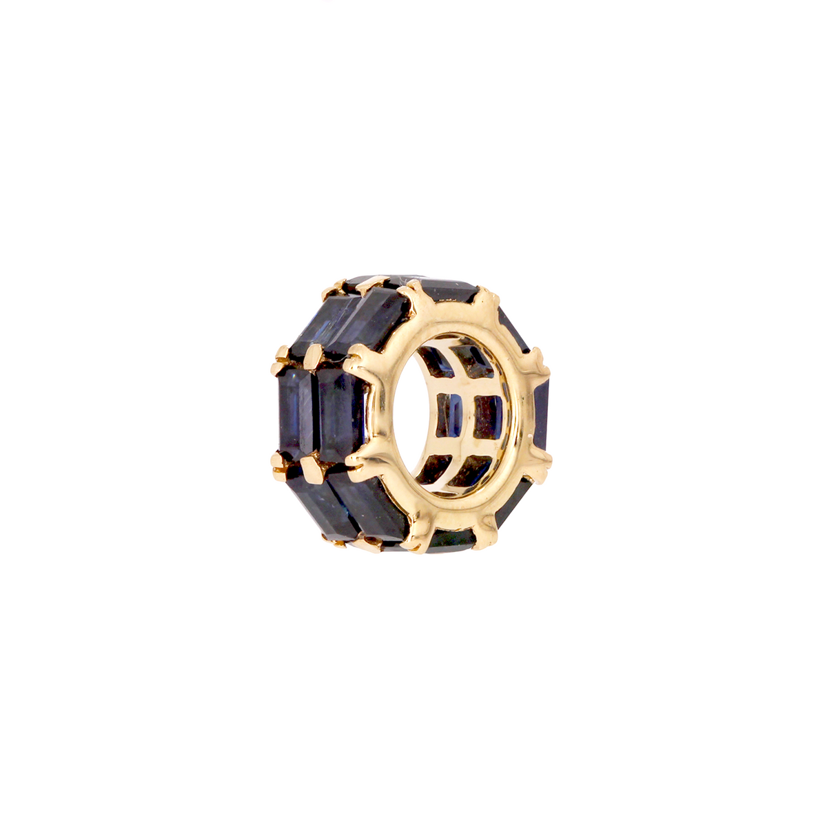 CMZ00140. 14K Solid Gold Baguette Shape Natural Gemstone Slider