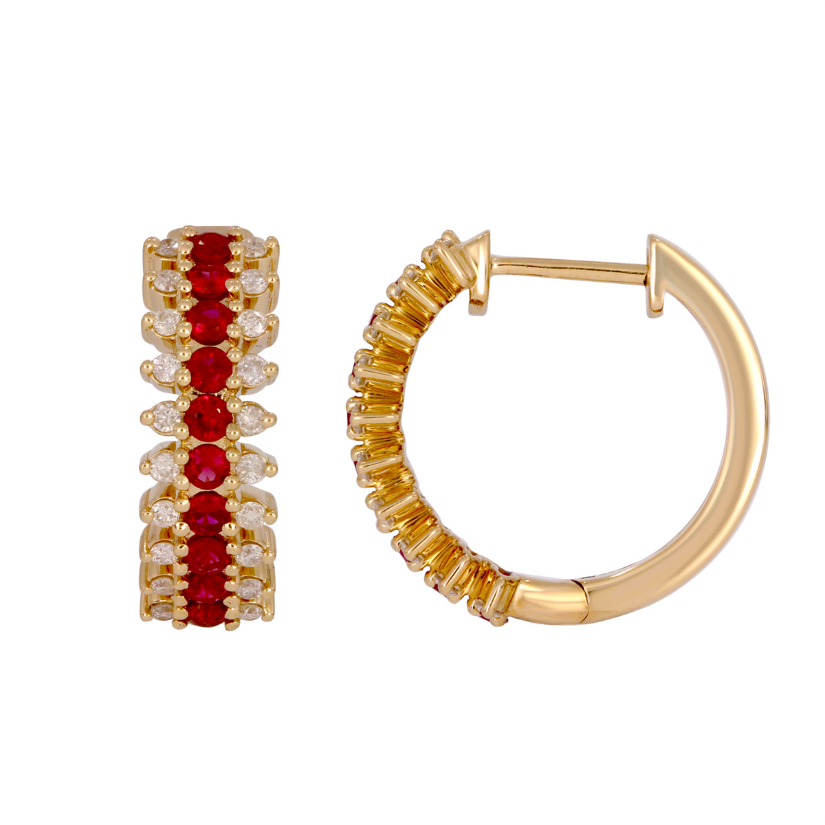 Gold Diamond and Gemstones Dangle Earrings