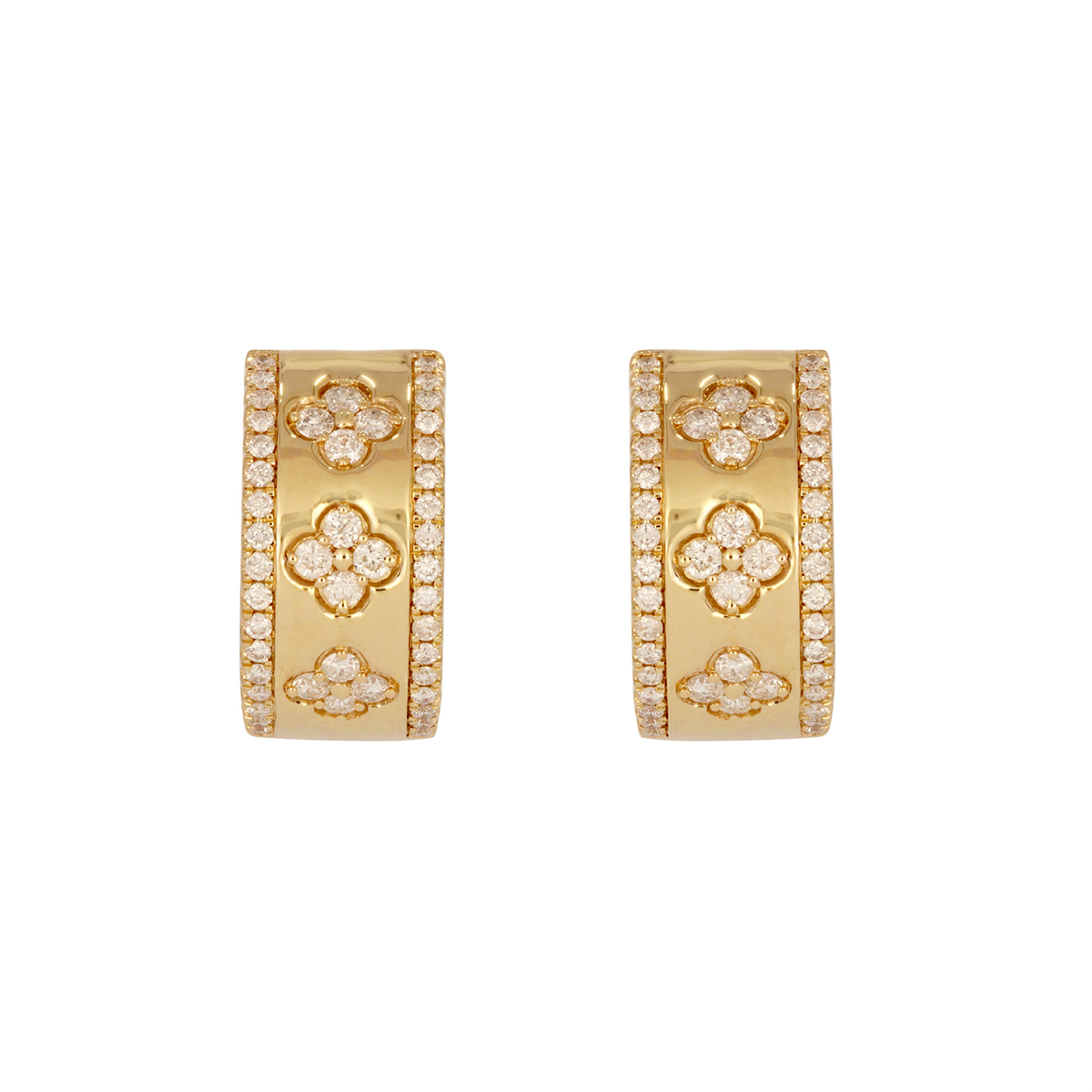 EHI57591. 14K Solid Yellow Gold Diamond Hoop Earrings