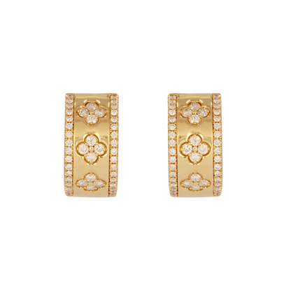 EHI57591. 14K Solid Yellow Gold Diamond Hoop Earrings