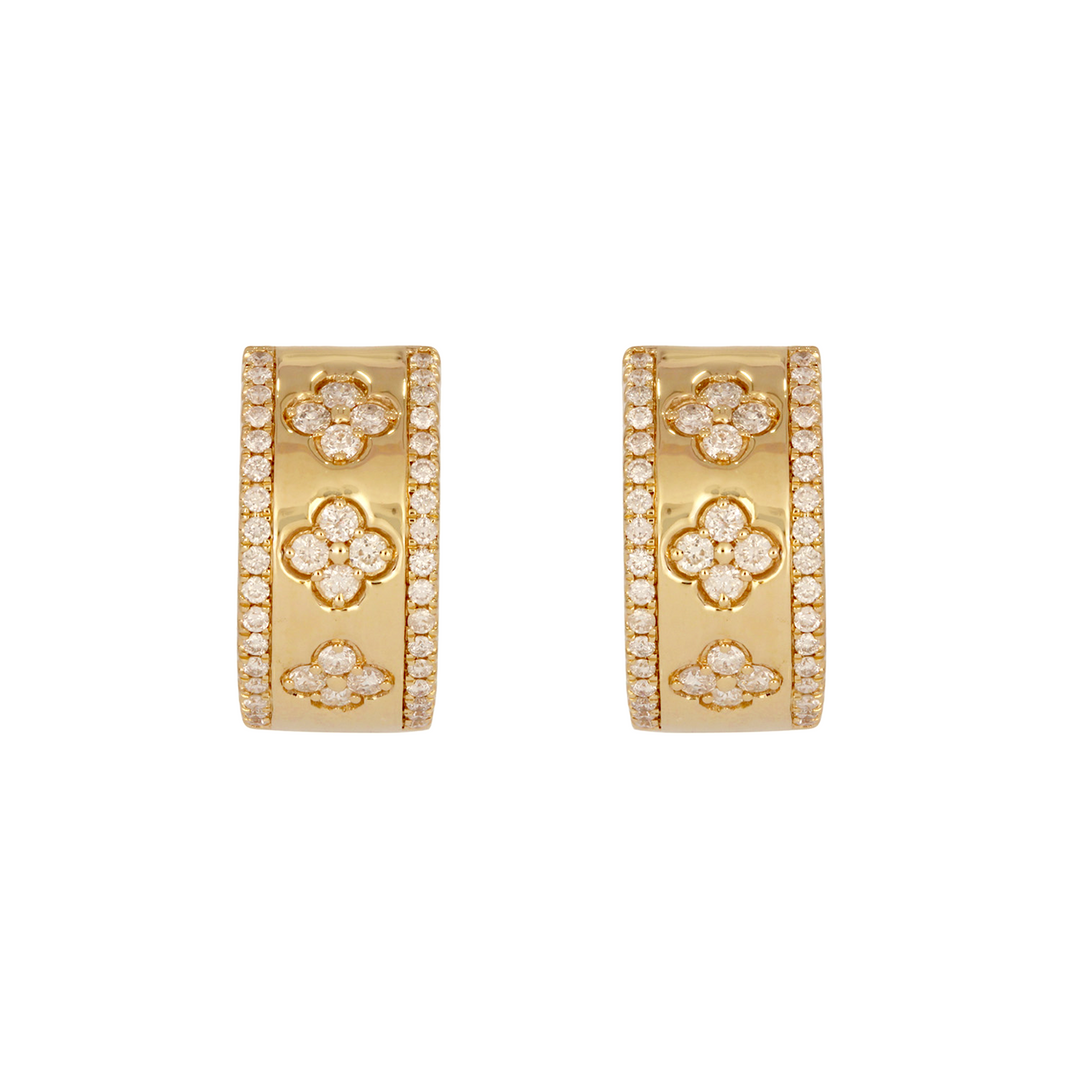 EHI57591. 14K Solid Yellow Gold Diamond Hoop Earrings