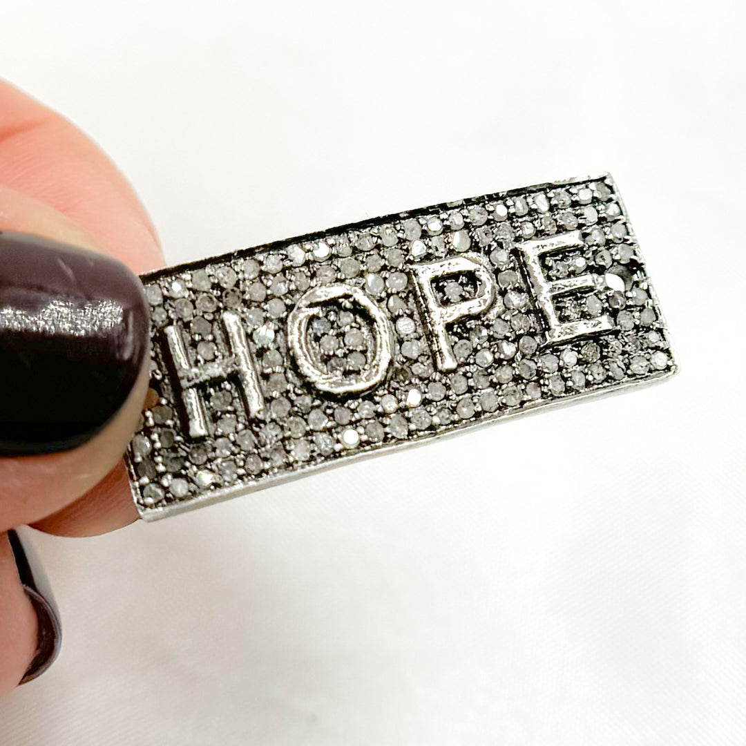 DC586. Diamond Sterling Silver Hope Connector Charm