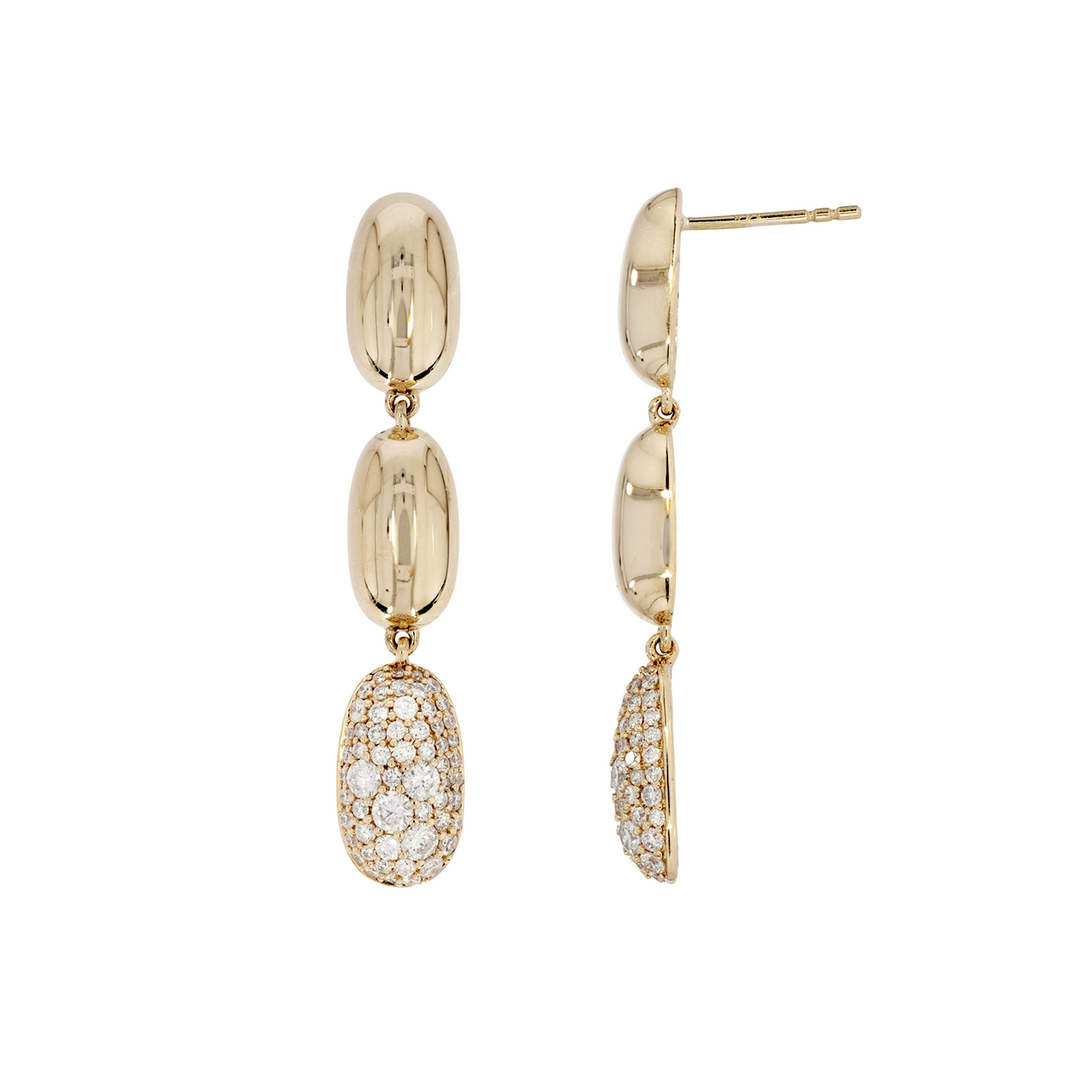 EFL54137. 14K Solid Yellow Gold Diamond Dangle Earrings