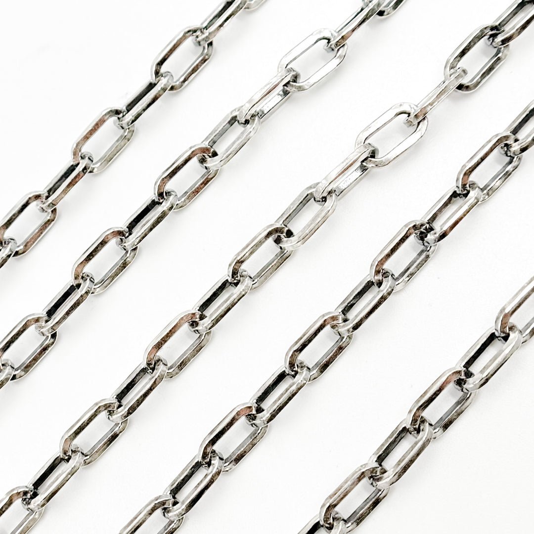 V137OX. Oxidized Sterling Silver Flat Paperclip Chain