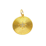 Load image into Gallery viewer, 14K Solid Gold with Diamonds Circle Shape Charm with Star in the Center. GDP131
