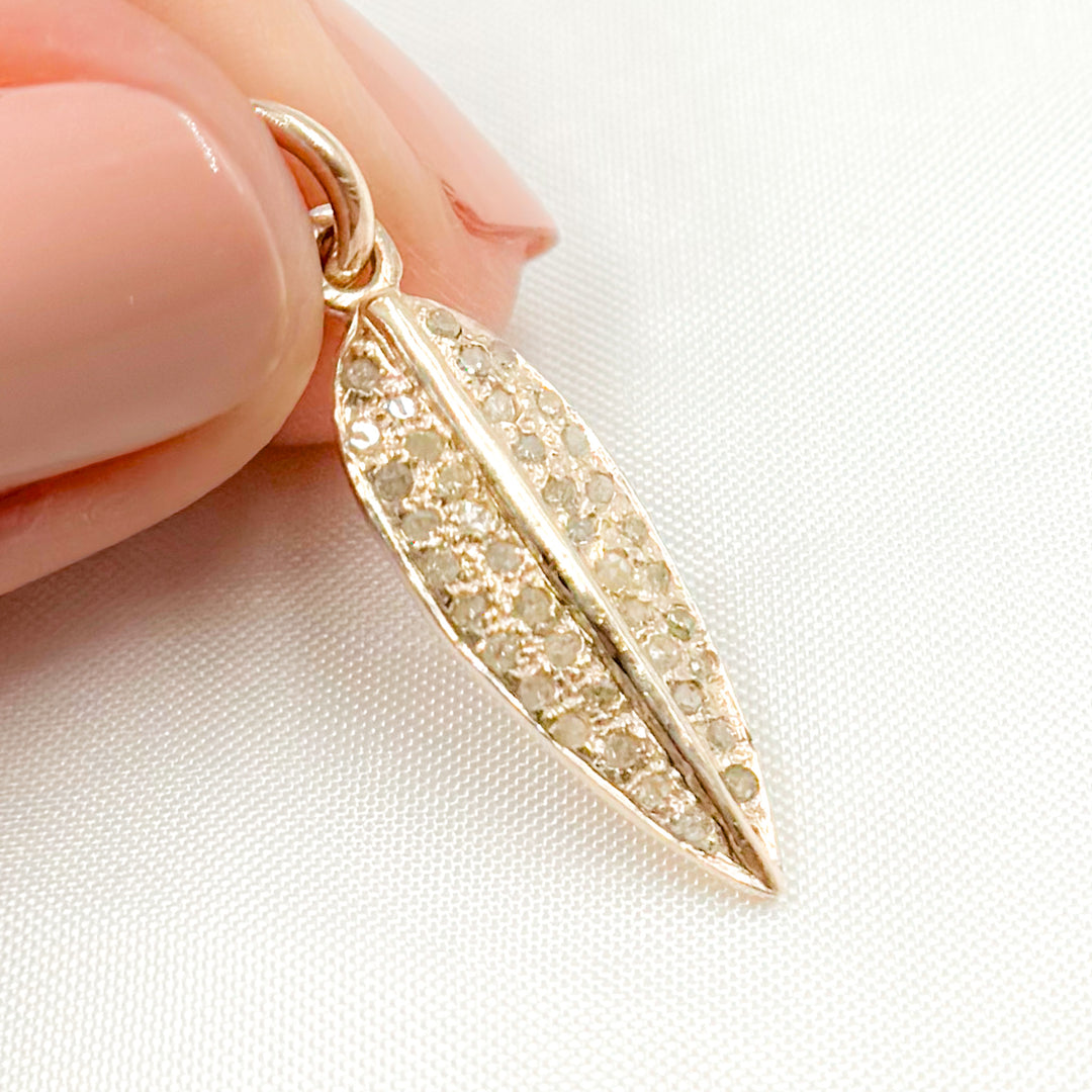 DC864. Diamond Sterling Silver Leaf Pendant