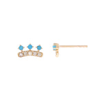 Load image into Gallery viewer, EFB53898. 14K Solid Gold Diamond and Turquoise Fancy Stud Earrings
