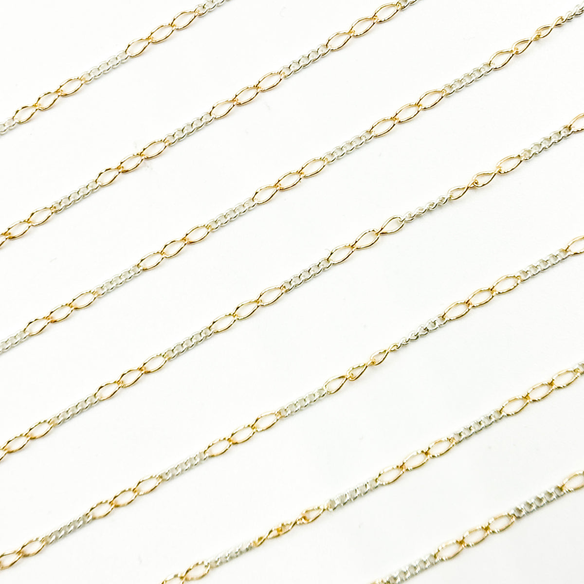 1653CTT.  Gold Filled and Sterling Silver Long and Short Link Chain
