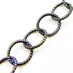 Load image into Gallery viewer, V276BR. Black Rhodium Sterling Silver Twisted Round Link Chain
