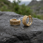 Load image into Gallery viewer, EHF57385. 14K Solid Yellow Gold Diamond Hoop Earrings