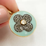 Load image into Gallery viewer, DP383A. Diamond Sterling Silver Round Flower Pendant with Gemstone
