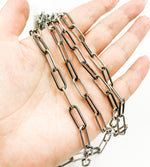 Load image into Gallery viewer, Black Rhodium 925 Sterling Silver Link Paperclip Chain. 170
