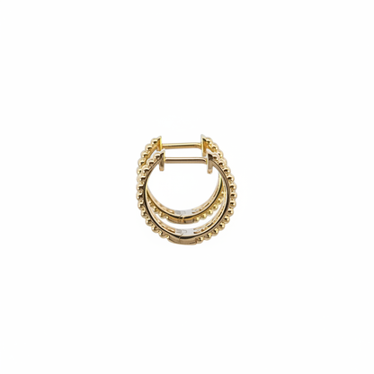 EHC57625. 14K Solid Yellow Gold Diamond Fancy Hoop Earrings