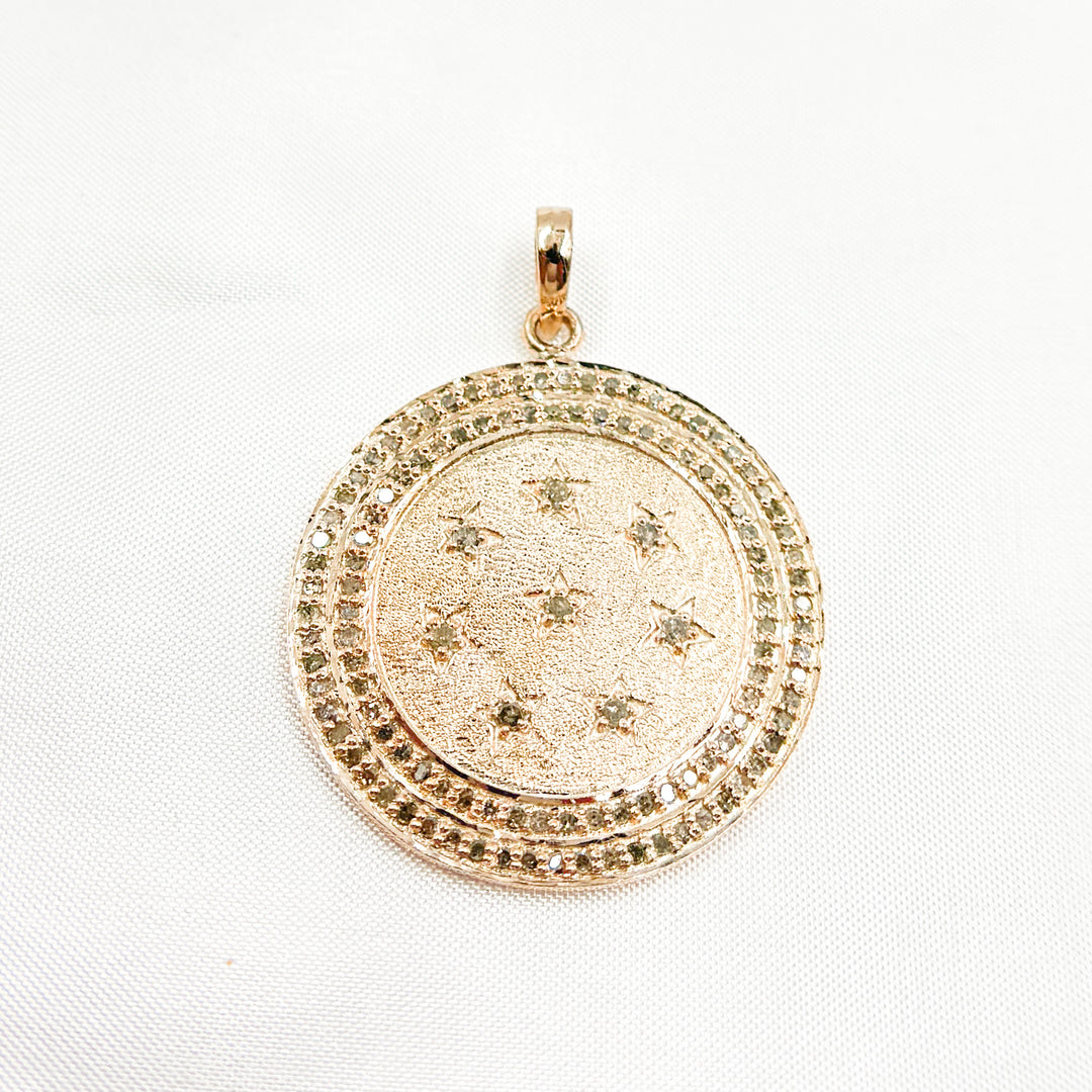DP400. Diamond Sterling Silver Round Stars Pendant
