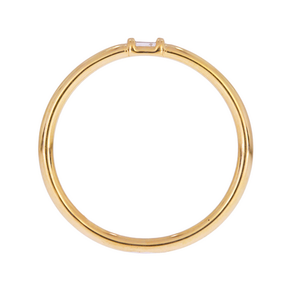 14K Solid Yellow Gold Solo Baguette Ring