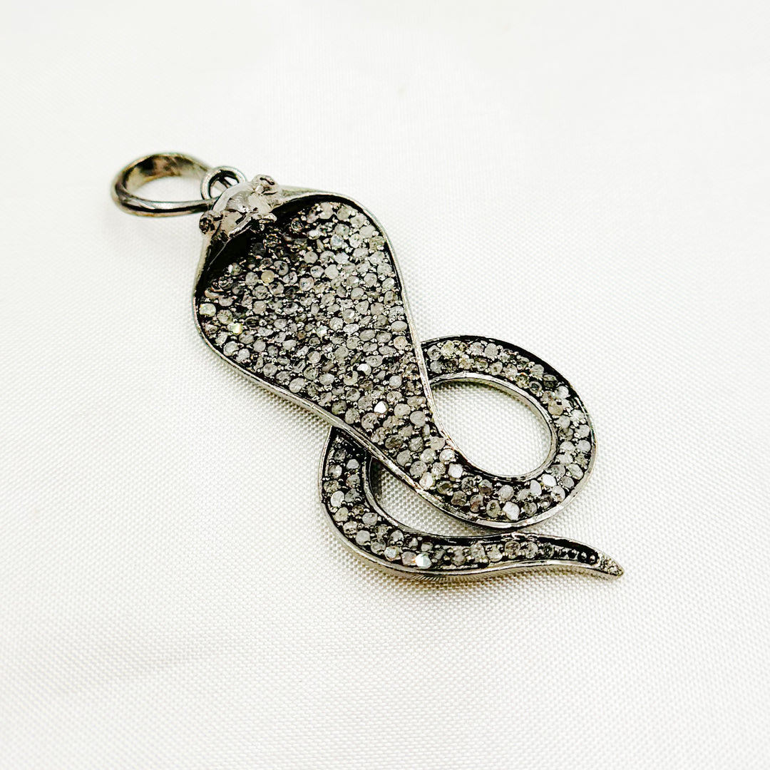 DP071. Diamond Sterling Silver Snake Pendant with Gemstone