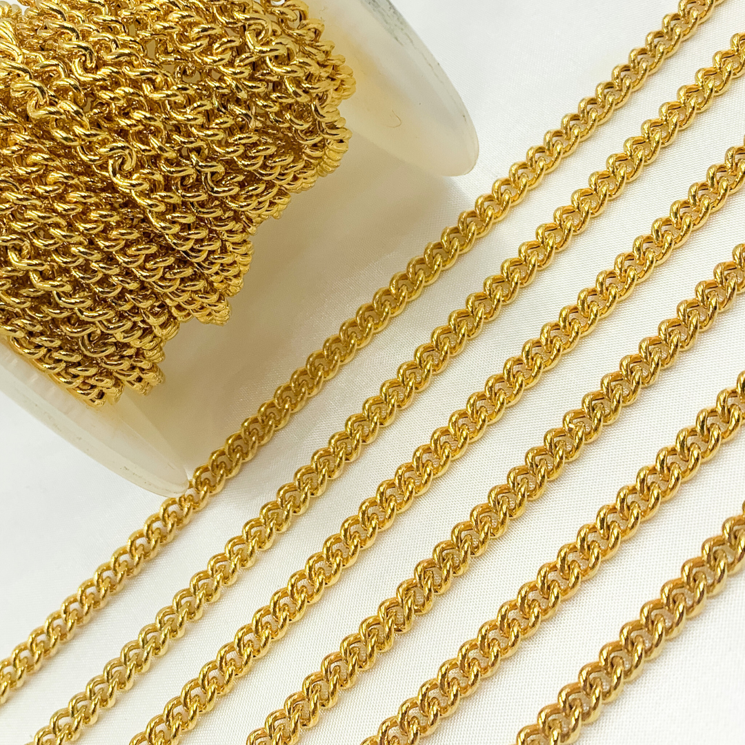 Y2GP. Gold Plated 925 Sterling Silver Hollow Round Curb Chain