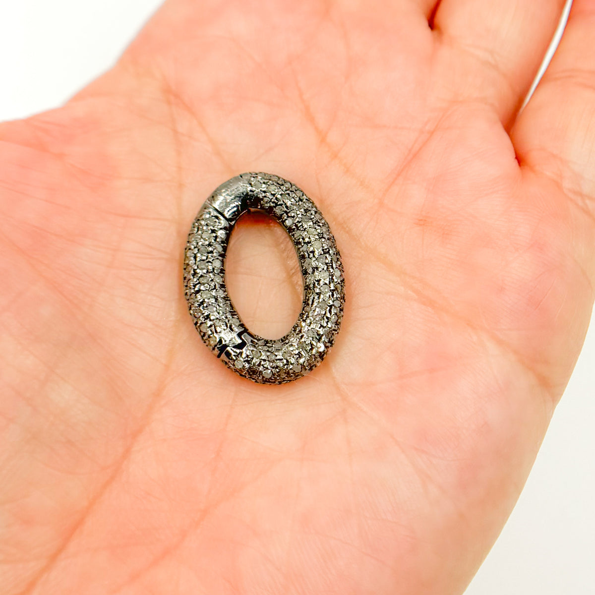Diamond  Silver Oval Hinge Clasp